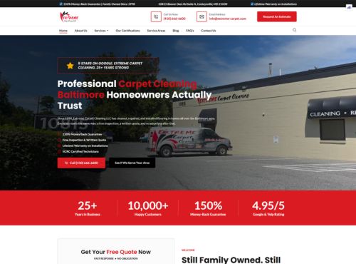 Extreme Carpet Cleaning LLC website designed by Marketing Cope