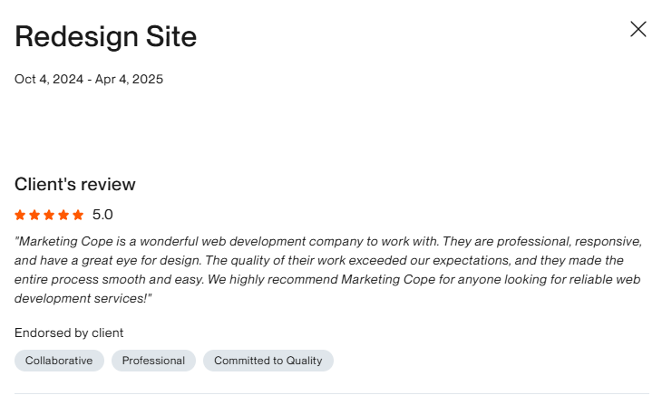 Marketing Cope client review 9