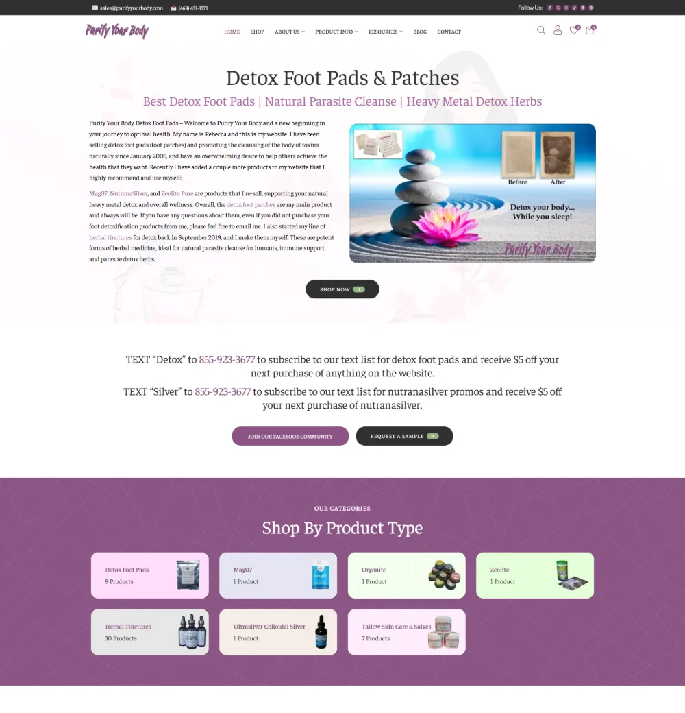 Purify Your Body website built by Marketing Cope